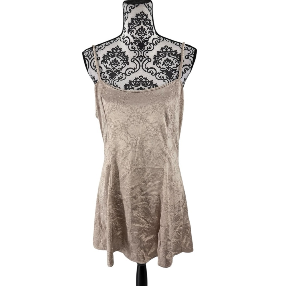 The Lingerie Collection Champagne Lace Slip Dress Floral embossed Large